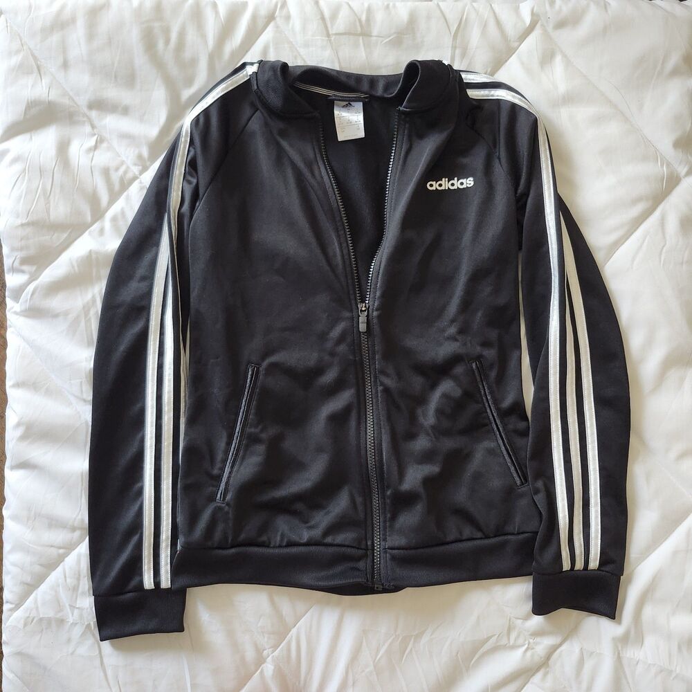 adidas Black/White Stripes Track Jacket Size S